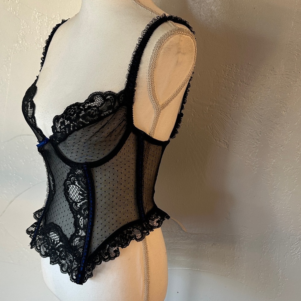 Vintage Jezebel René of Hollywood Sheer Pin-Up Bustier Lingerie Top — RN 17493 - Picture 5 of 13